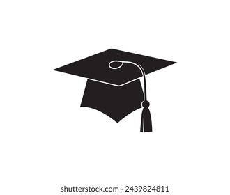 Icono de gorra de graduación aislado sobre fondo blanco. Icono de vector de capitulación de graduación