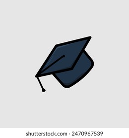 Graduation cap icon isolated on grey background