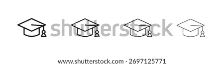 Graduation cap icon line design. thin line vector icon set.