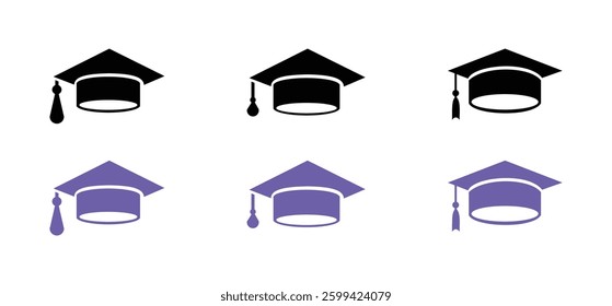Graduation cap icon. line and glyph version, student hat outline and filled vector sign. Academic cap linear and full pictogram. Education symbol, logo illustration. 