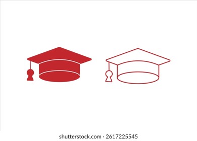 Graduation cap icon. line and glyph version, student hat outline and filled vector sign. Academic cap linear and full pictogram. Education symbol, logo illustration. Different style icons set