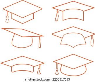 Graduierungsdeckel Symbol. Linie, Student-Hut-Umriss. Akademische Kappe linear. Bildungs-Symbolillustration