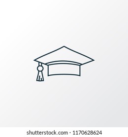 Graduation cap icon line symbol. Premium quality isolated mortarboard element in trendy style.