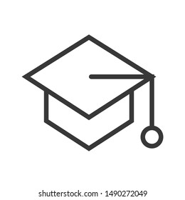 graduation cap icon. linear style sign for mobile concept and web design. Education simple line  vector icon. 