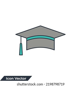 ilustración vectorial del logotipo del icono de la tapa de graduación. Plantilla de símbolo de límite académico cuadrado para colección de diseño gráfico y web