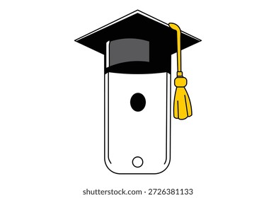 Icono del casquillo de la graduación para la interfaz móvil de la aplicación y herramientas del estudiante