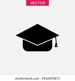 Graduierung Cap-Symbol. Mortarboard Vektorgrafik Zeichen Flache Abbildung für Web und App auf weißem Hintergrund..eps