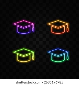 Graduation cap icon. neon style..