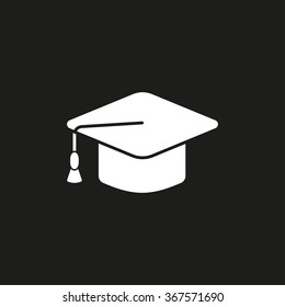 Graduation cap  icon  on black background. Vector illustration.