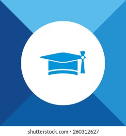 Graduation Cap Icon on Blue Background. Eps-10.