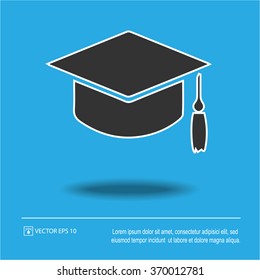 Graduation Cap icon on blue background. Graduation Cap symbol. Isolated vector illustration EPS 10.