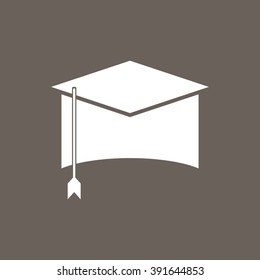 Graduation Cap Icon on Dark Gray Color. Eps-10.