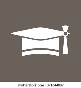 Graduation Cap Icon on Dark Gray Color. Eps-10.