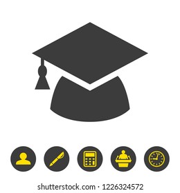 Graduation cap icon on white background. Vector illustration