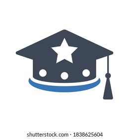 Graduation cap icon on white background
