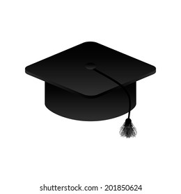 Graduation cap icon on white background. Vector illustration.