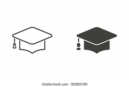 Graduation Cap Icon On White Background. Vector Illustration.