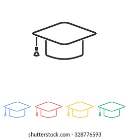 Graduation cap icon  on white background. Vector illustration.