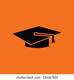 Graduation Cap Icon Orange Background Black Stock Vector (Royalty Free