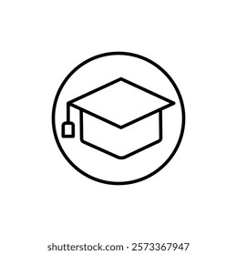 Graduation cap icon Outline thin set