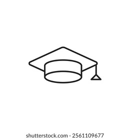 Graduation cap icon Outline vector line symbol