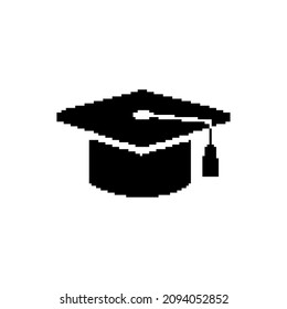 Graduation Cap Icon, Pixel 8 bit style