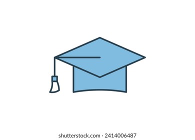 graduation cap icon. icon related to graduation and achievement. suitable for web site, app, user interfaces, printable etc. flat line icon style. simple vector design editable