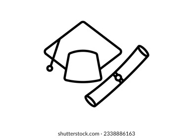 icono de la tapa de graduación. Icono relacionado con el aprendizaje electrónico y la educación en línea. estilo de icono de línea. Diseño de vector simple editable