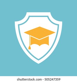 graduation cap icon in round shape, vector illustration