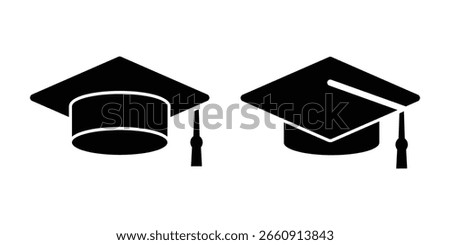 Graduation cap icon set. Academic cap