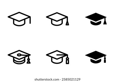 Graduation cap icon set design template