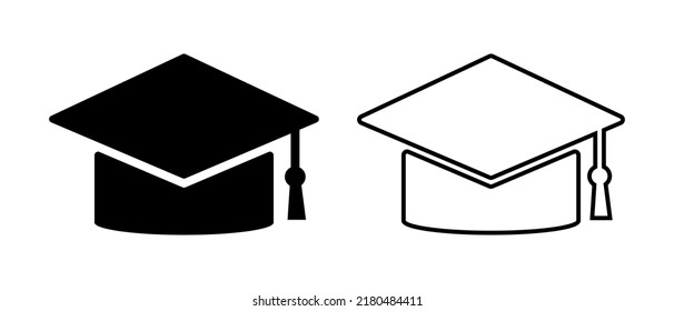 Graduation cap icon set. Graduating cap. Vector.