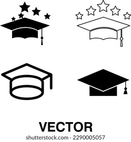 Graduation cap icon set illustration on white background..eps