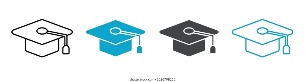 graduation cap icon set illustration logo