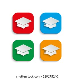 Graduation cap icon with shadow 