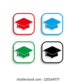 Graduation cap icon with shadow