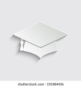 Graduation cap icon with shadow on a grey background