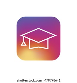 Graduation cap icon. Graduation cap sign. App. Button. Logo
