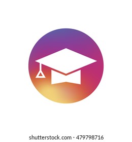Graduation cap icon. Graduation cap sign. App. Button. Logo