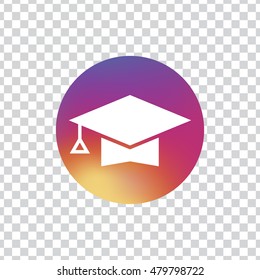 Graduation cap icon. Graduation cap sign. App. Button. Logo