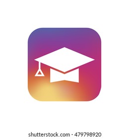 Graduation cap icon. Graduation cap sign. App. Button. Logo