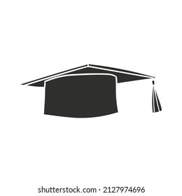 Graduation Cap Icon Silhouette Illustration. Student Hat Ceremony Vector Graphic Pictogram Symbol Clip Art. Doodle Sketch Black Sign.