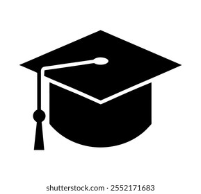 Graduation cap icon silhouette vector