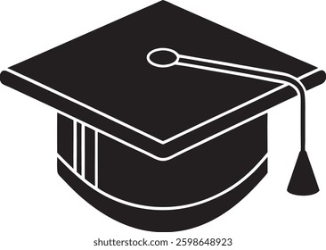 Graduation cap icon silhouette vector.