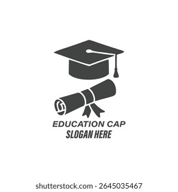 Graduation cap icon and silhouette vector