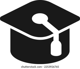 Icono de tapón de graduación. Sencillo símbolo negro sobre fondo blanco. Ilustración vectorial.