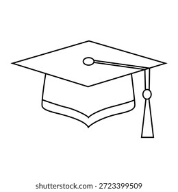 Graduation cap icon in simple line art style for academic or education concepts