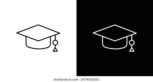 Ícone de boné de graduação. Pictograma mínimo simples. Vetor