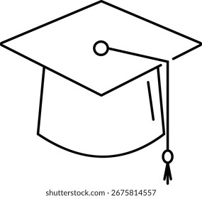 Graduation cap icon simple outline symbol represents education achievement and academic success vector