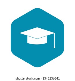 Graduation cap icon in simple style isolated vector illustration